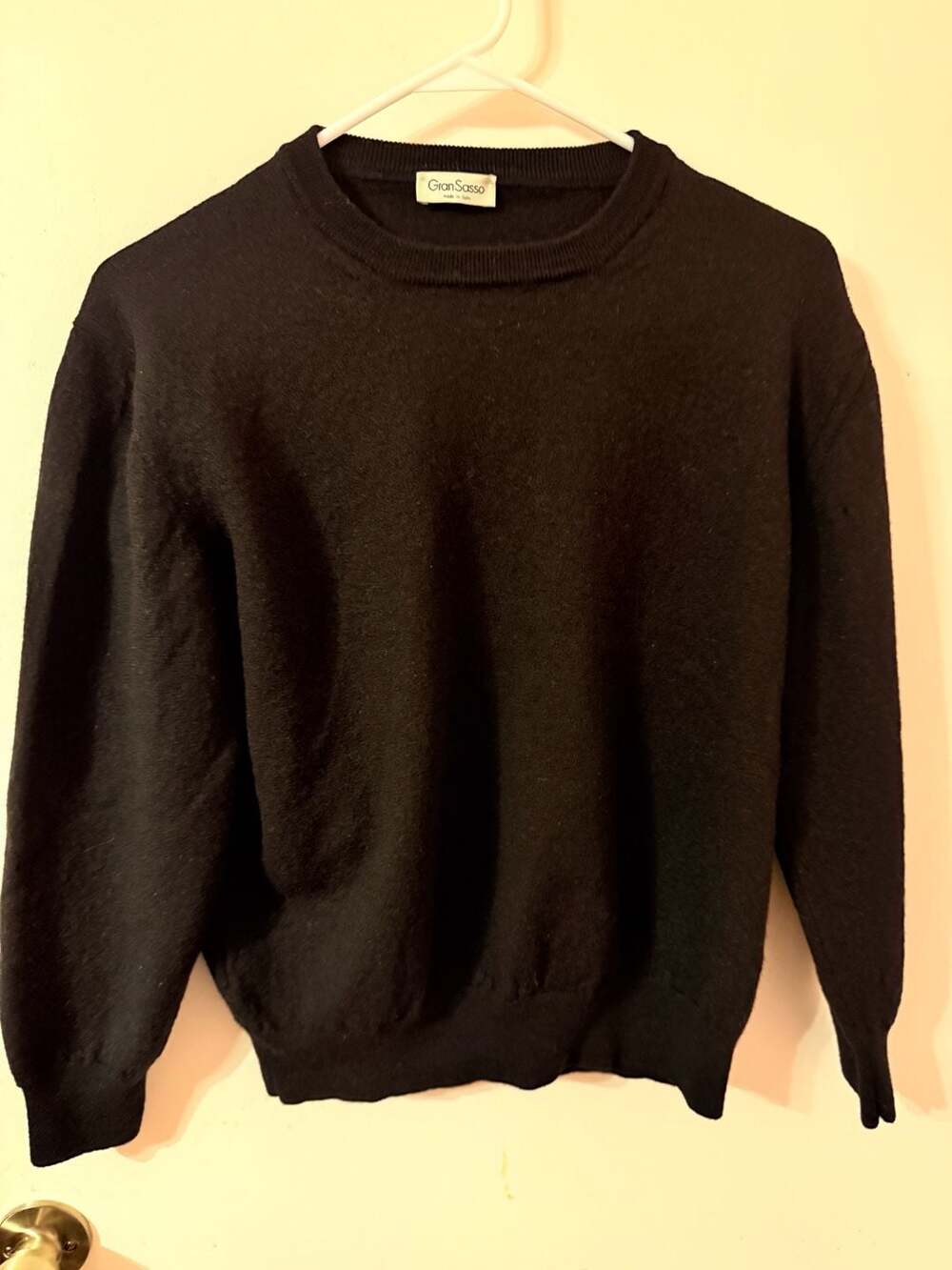 Gran Sasso Made in Italy Black Virgin Wool Crew Neck Sweater
